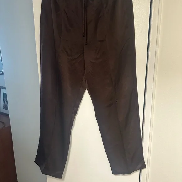 Luxe Brown Madewell Satin Pants - Size M - Picture 3 of 4